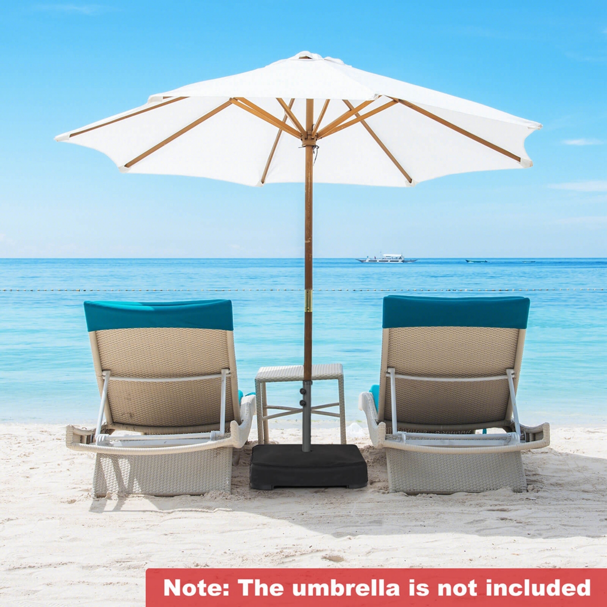 Costway Patio Market Offset Umbrella Stand Holder Base Sand Filled Sandbags 220lbs