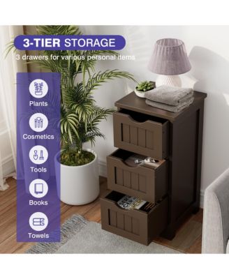 Bathroom Floor Cabinet Freestanding Storage Organizer w/ 3 Drawers