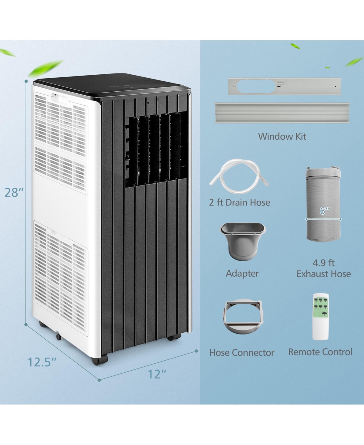 Costway 7100 Btu (10000 Btu Ashare) Portable Air Conditioner 3-in-1 Ac Unit w/ Cool Dehum Fan Sleep Mode