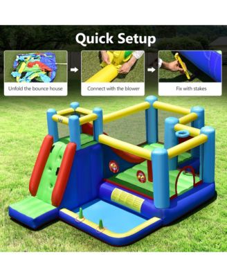 Inflatable Bounce House 8-in-1 Kids Inflatable Slide Bouncer (With 735W Blower)