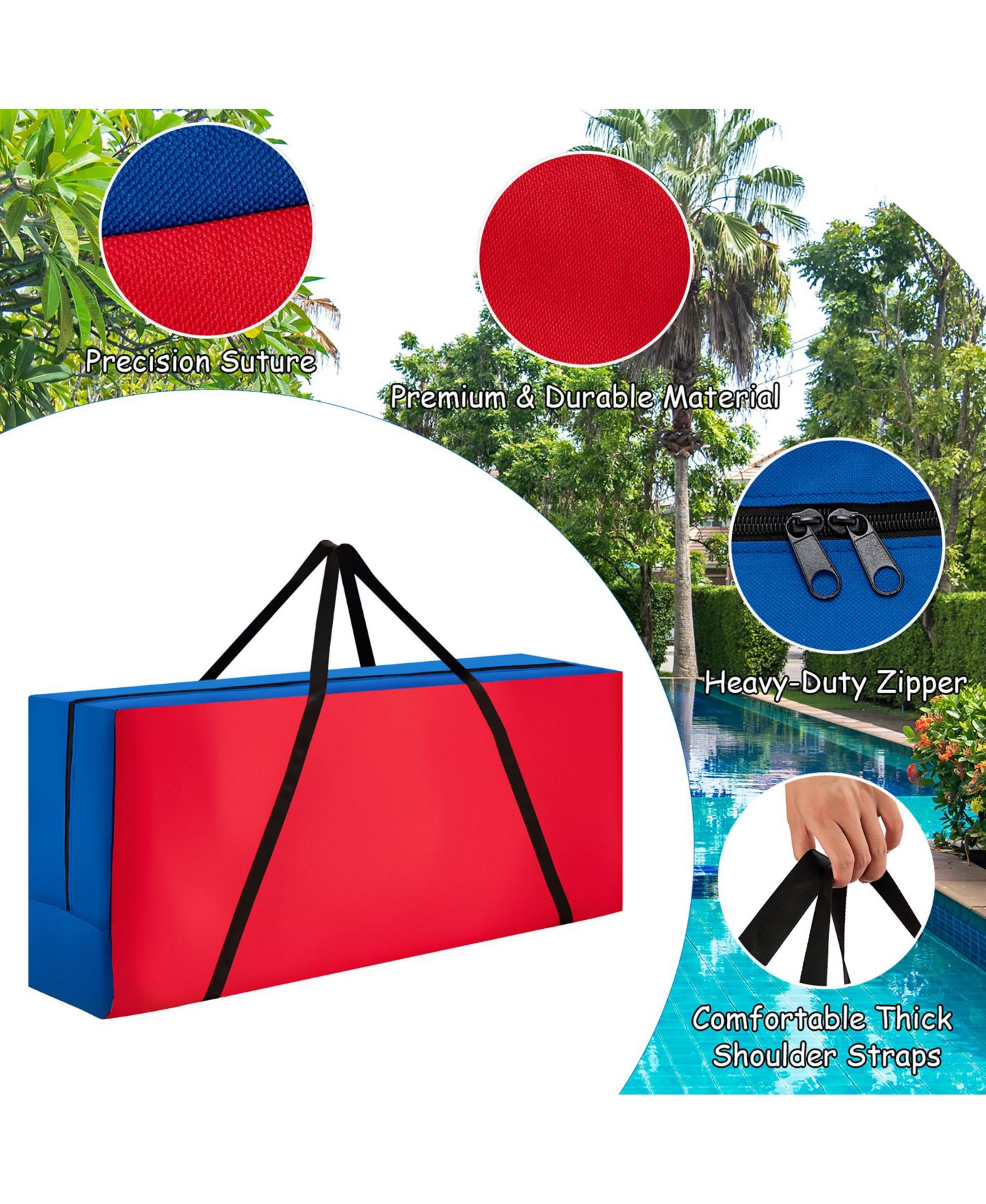 Детские игрушки Costway 2 Pcs Giant 4-IN-A-ROW Jumbo 4-to-Score Game Set W/Storage Carrying, цвет: Синий — фото 6