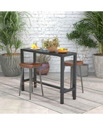 Outdoor Metal Bar Table 48'' Patio Rectangular Counter Height Dining Table