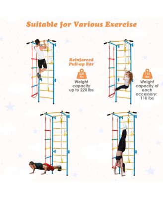 5 in 1 Kids Indoor Gym Playground Swedish Wall Ladder Children Home Climbing Gym