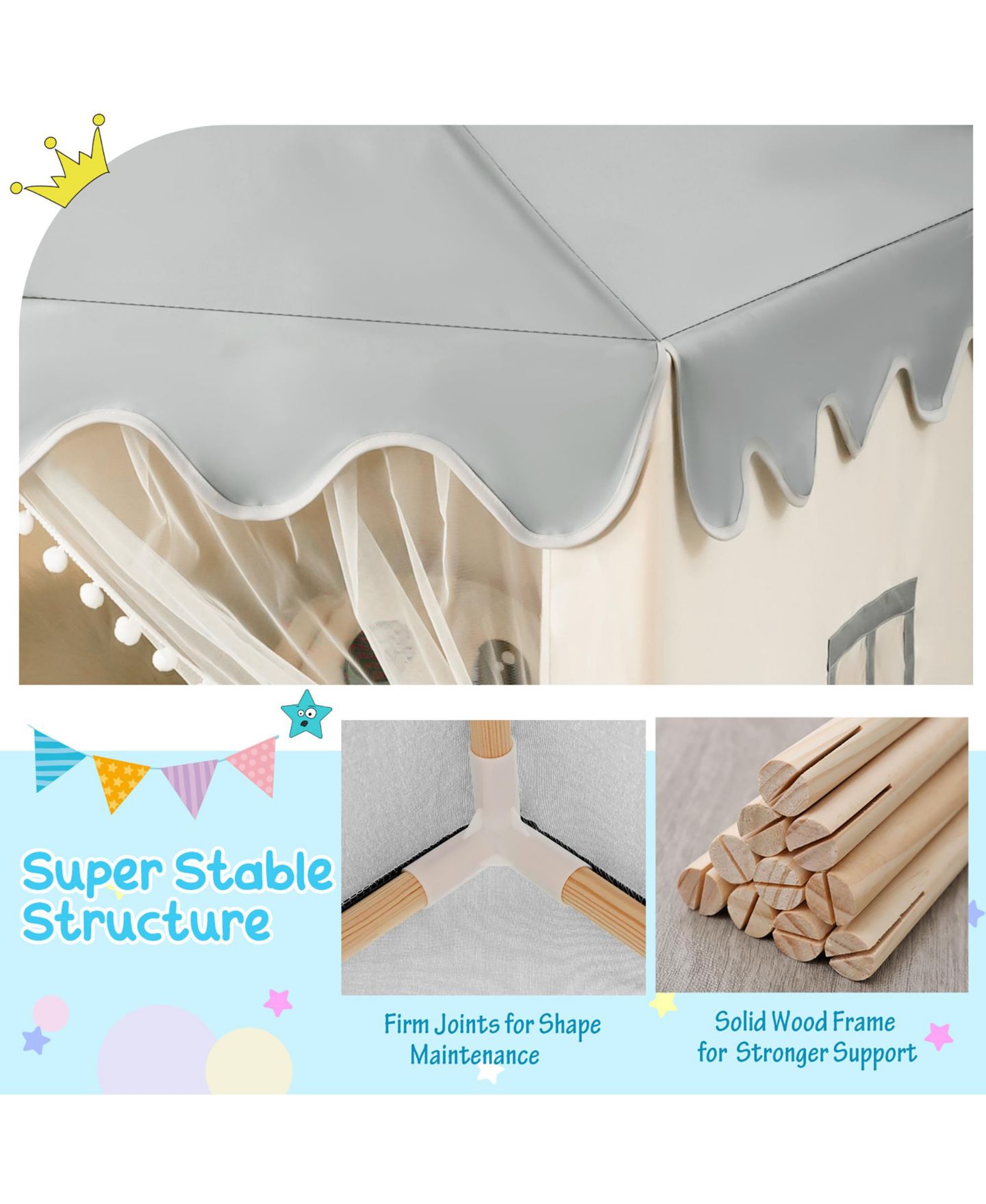 Детские игрушки Costway Large Solid Wood Playhouse, 2-Piece Set, Ages 3+, цвет: Open Miscellaneous — фото 8