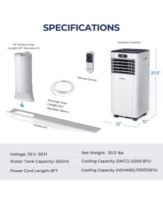 Portable 10000 BTU 3 in 1 Air Cooler with Remote Control and Drying Function Air Conditioner