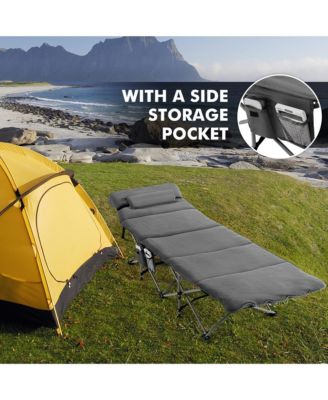 Folding Retractable Travel Camping Cot w/Removable Mattress & Carry Bag
