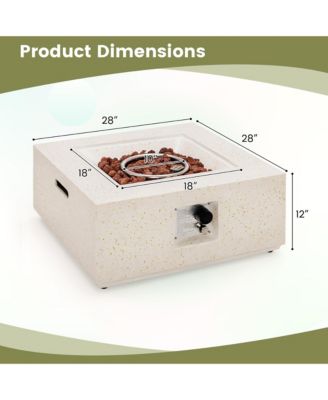 28'' Terrazzo Fire Pit Table 40,000 BTU Square Propane Gas Fire Pit