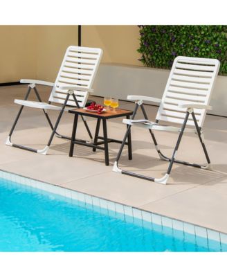 Patio PP Folding Chair Adjustable Reclining 7-Level All-Weather Portable Outdoor