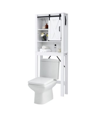Over the Toilet Bathroom Storage Cabinet with Sliding Barn Door & Adjustable Shelf