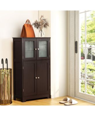 Bathroom Floor Storage Cabinet Kitchen Cupboard w/Doors&Adjustable Shelf