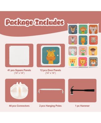 12-Cube Kids Wardrobe Baby Dresser Bedroom Armoire Clothes Hanging Closet with Door