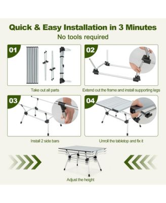 Heavy-Duty Aluminum Camping Table, Folding Outdoor Picnic Table with Carrying Bag