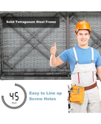 4 PCS Outdoor Rattan Furniture Set Patio Conversation Sofa Set