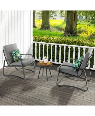 3pcs Patio Bistro Conversation Set DPC Tabletop Metal Cushioned Chairs Outdoor