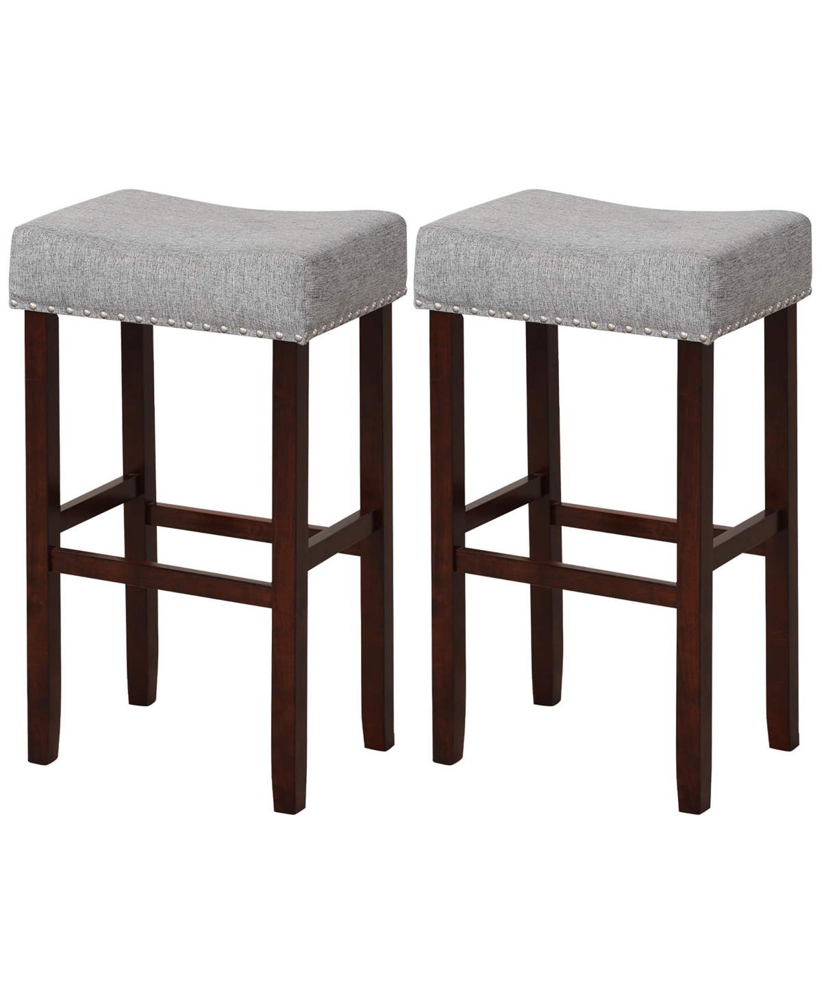 Costway Set of 2 Bar Stools Bar Height Saddle Kitchen Chairs with Wooden Legs