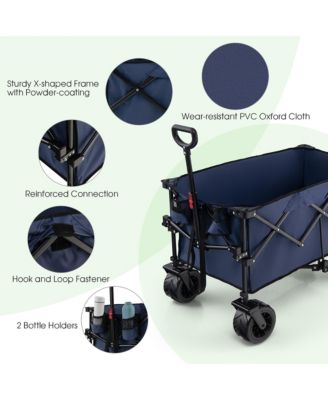 Folding Collapsible Wagon Utility Garden Cart w/ Wide Wheels Adjustable Handle