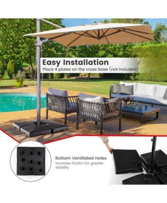 4pcs Fillable Patio Offset Cantilever Umbrella Base Stand Heavy-Duty Square