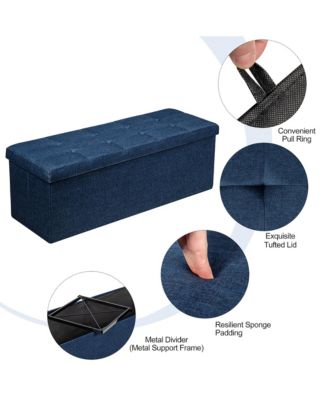 Fabric Folding Ottoman Storage Chest With Divider Bed End Bench