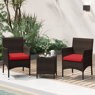 3 PCS PE Rattan Wicker Furniture Sets