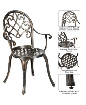 3pcs Outdoor Set Cast Aluminum Patio Bistro Attached Removable Ice Bucket