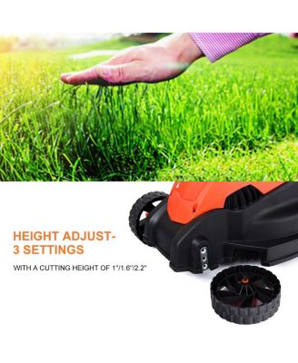 12 Amp 14" Electric Corded Push Lawn Mower with Grass Bag