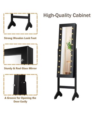 Mirrored Jewelry Cabinet Organizer w/18 LED lights