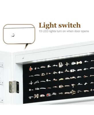 Wall Door Mounted Mirror Jewelry Cabinet Organizer