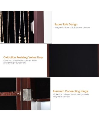 Wall Door Mounted Mirrored Jewelry Cabinet Storage Organizer