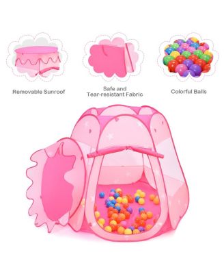 Kid Outdoor Indoor Princess Play Tent Playhouse Ball Tent Toddler Toys w/ 100 Balls