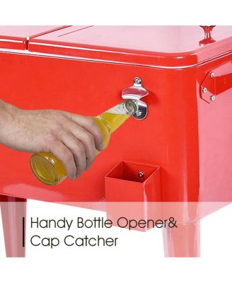 Outdoor Patio 80 Quart Cooler Cart Ice Beer Beverage Chest