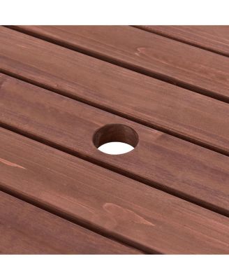 Patio 6 Person Outdoor Wood Picnic Table Beer Bench Set Pub Dining Seat Garden