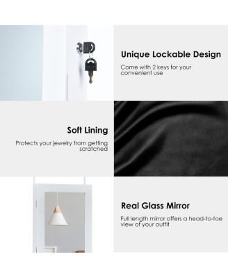 Wall Door Mounted Mirror Jewelry Cabinet Organizer