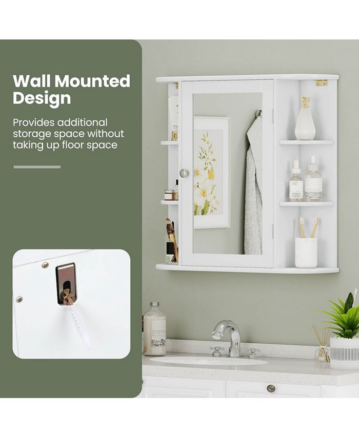 Costway Multipurpose Mount Wall Surface Bathroom Storage Mirror