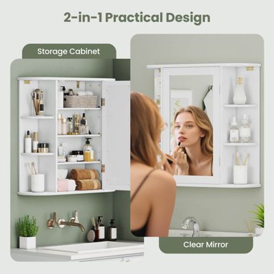 Multipurpose Mount Wall Surface Bathroom Storage Cabinet Mirror