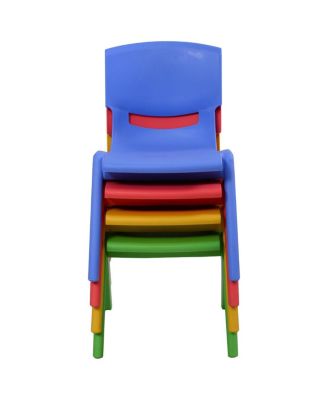 Set of 4 Kids Plastic Chairs Stackable Play and Learn Furniture