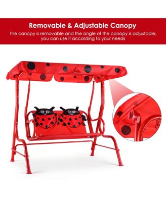 Kids Patio Swing Chair Children Porch Bench Canopy 2 Person Yard Furniture
