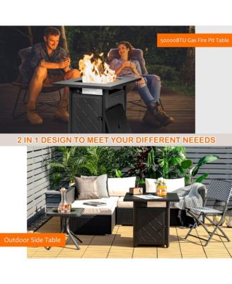 28'' Propane Fire Pit Table 50,000 BTU Patio Square Gas Fireplace W/Lava Rock