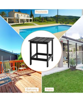 2 PCS Patio 15'' End Side Coffee Table Square Wooden Slat Deck