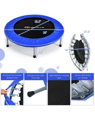 38" Mini Folding Trampoline Portable Recreational Fitness Rebounder