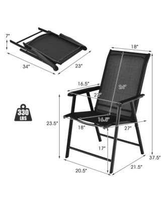 4PCS Patio Folding Dining Chairs Portable Camping Armrest Garden
