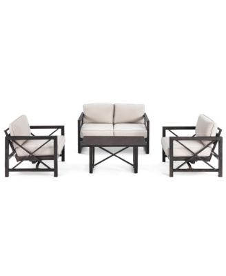 2PCS Patio Loveseat Coffee Table Set 6'' Thick Cushion Garden