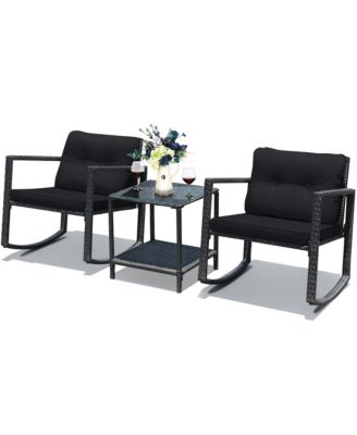 3PCS Patio Wicker Rattan Sofa Set Outdoor Sectional Conversation Set Garden Lawn