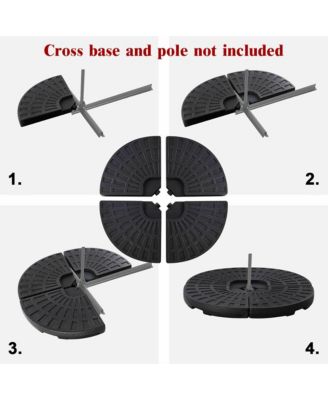 4 Plate Patio Offset Umbrella Base Stand Weights Sand/Water Filled Base