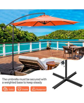 10 FT Patio Offset Umbrella w/8 Ribs Cross Base Tilt