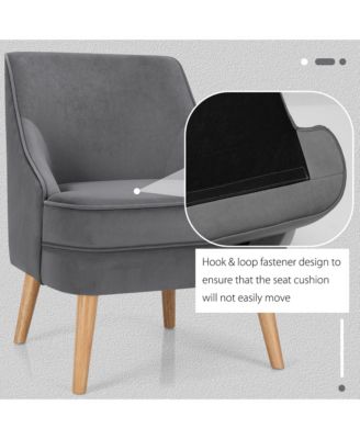 Accent Chair Velvet Upholstered Single Sofa with Legs