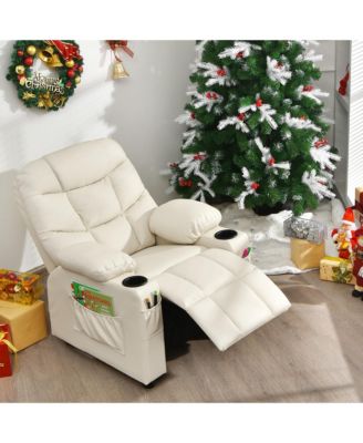 Kids Youth Recliner Chair PU Leather w/Cup Holders & Side Pockets