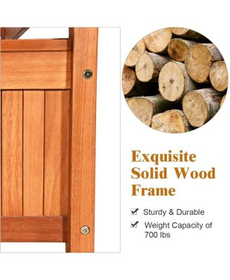 42'' Storage Bench Deck Box Solid Wood Seating Container Tools Toys