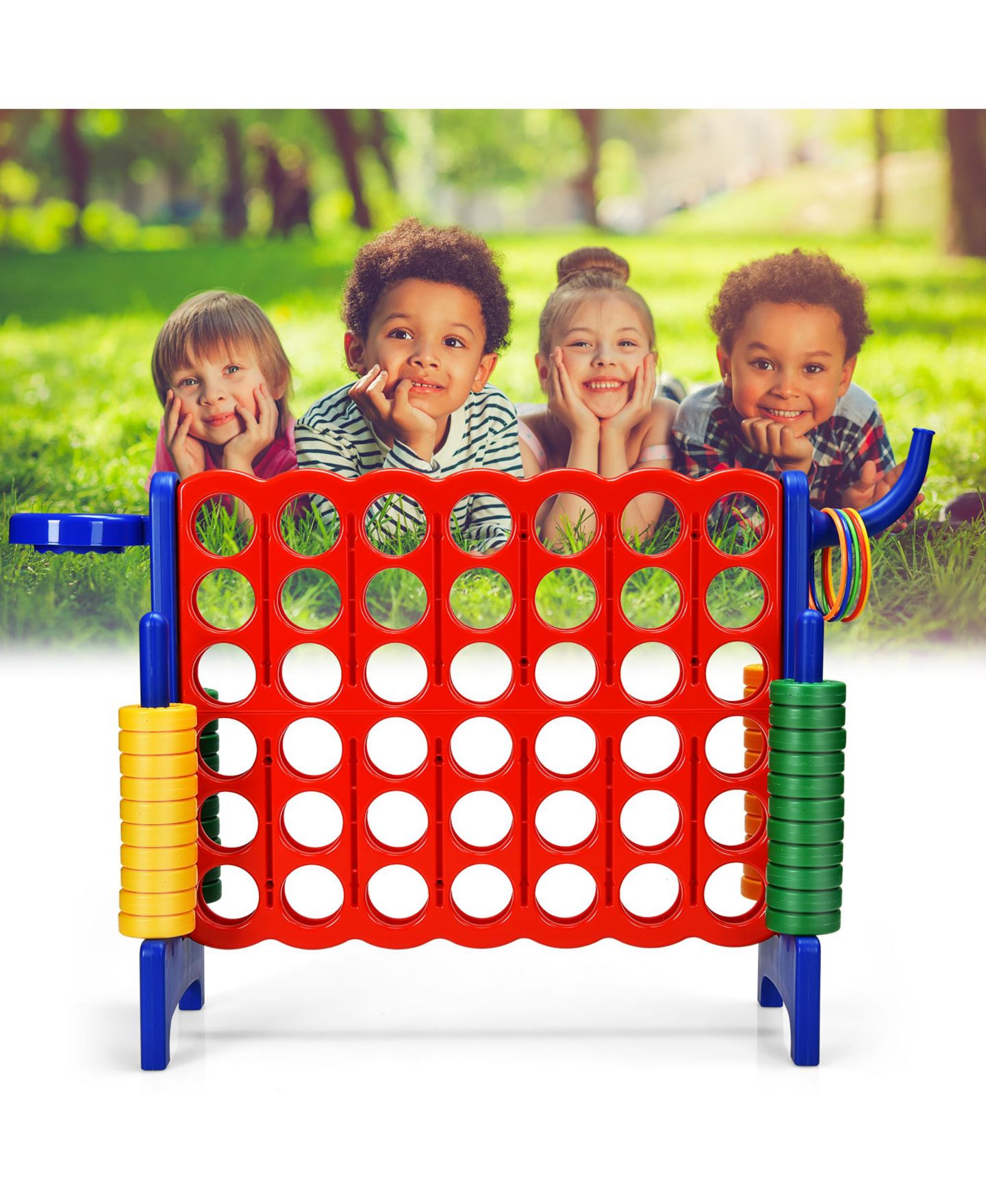 Детская настольная игра Costway 4-in-a-Row Giant Board Game, Ages 3+, цвет: Синий — фото 4