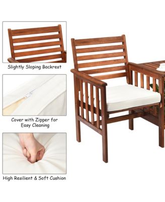 Patio Loveseat Conversation Set Acacia Wood Chair Coffee Table