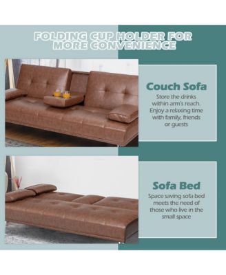 1 piece  Leather Convertible Folding Futon Sofa Bed